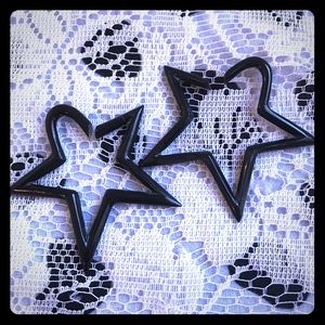 Black 2 inch Star Horn Earring Gauges size 8g